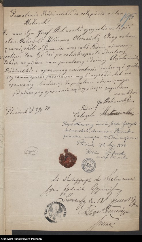 Obraz 17 z jednostki "Die von den Verlobten zum Aufgebot beigebrachten Urkunden pro 1877"