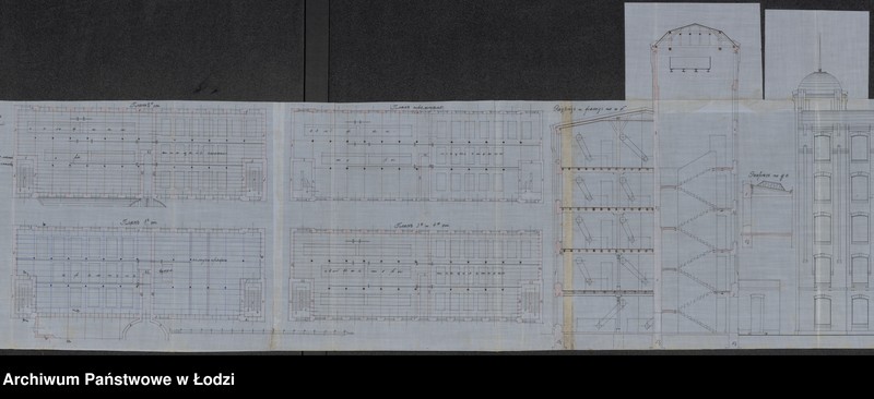 Obraz 16 z jednostki "Proekt˝ Avgusta Èngel’barta Deringa na otstrojku poslě požara kamen[noj] 4-h˝ èt[ažnoj] mehaničeskoj šestoprâdil’ni i tkackoj fabriki pod˝ No 58/821 po ulicě nazyvaemoj Mil’ša v˝ gor[ode] Lodzi"