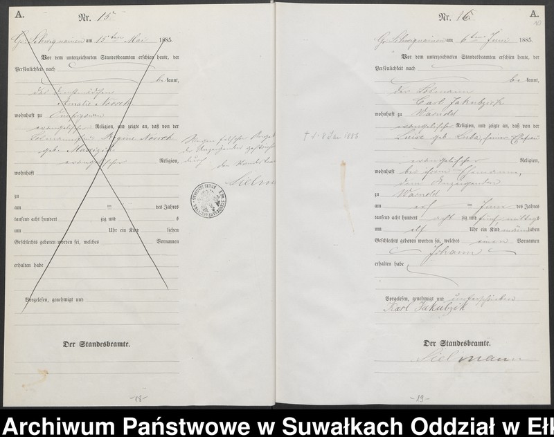image.from.unit.number "Geburts-Haupt-Register des Königlich Preussischen Standes-Amtes Ukta Kreis Sensburg"