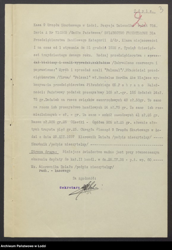 Obraz 5 z jednostki "Wolszal- Mordka Abe Hendelns- wyrób i sprzedaż szali"