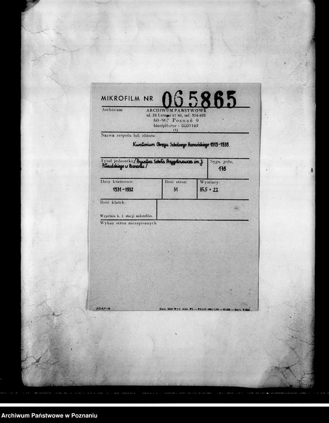 Obraz 2 z jednostki "[Prywatna Szkoła Przygotowawcza imienia Józefa Piłsudskiego w Poznaniu]"