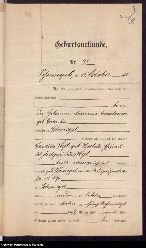 Obraz 11 z jednostki "Die von den Verlobten beigebrachten Urkunden zur Eheschliessung pro 1898"