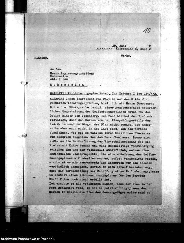 Obraz 14 z jednostki "Bebauungspläne von Dietfurt (Żnin), Gasten, Kutno, Hohensalza (Inowrocław), Mogilno, Konin, Warthbrücken (Koło)"