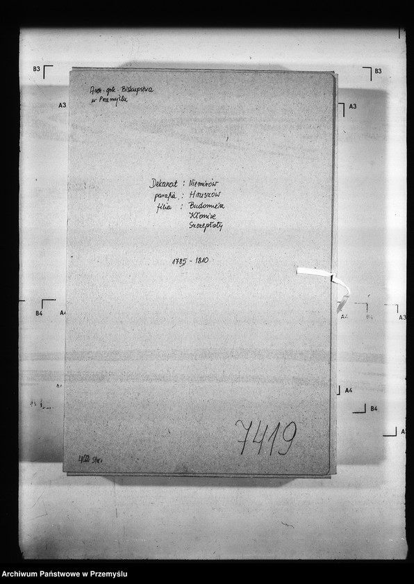 Obraz 4 z jednostki "[Kopie ksiąg metrykalnych parafii Hruszów z filiami Budomierz, Kłonice, Szczepłoty (dekanat Niemirów)]"