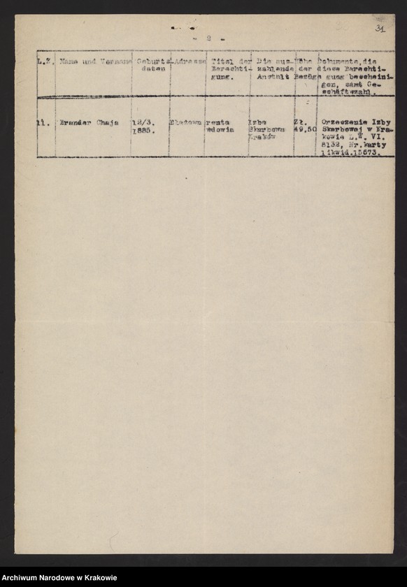 image.from.unit.number "Kwestionariusze Żydów z miejscowości: Baligród /30 IX 1940/, Baranów Sandomierski, Bieżanów, Biecz /25 i 29 IX 1940/, Błażowa, Bobowa /23 IX 1940/, Bochnia /15 XI 1940/, Boratyń /12 X 1940/, Borek Fałęcki /7 XI 1940/, Brzesko, Brzostek, Czudec."