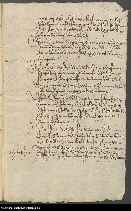 Obraz 17 z jednostki "Dr. Christian Schwartz contra Stiftsvogt Martin v[on] Kleist und den Kammerrat Reimer v[on] Wolde zu Dargen [Dargiń] und Wusterbarth [Ostre Bardo]."