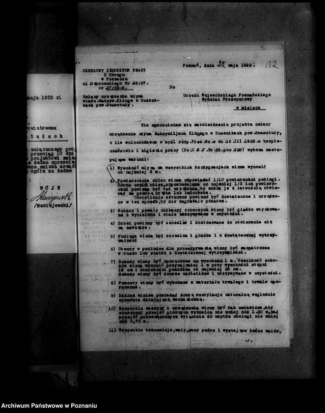 Obraz 16 z jednostki "Zatwierdzenie projektu zmiany zakładu przemysłowego /młyna motorowego/ w Dusznikach powiat szamotulski"