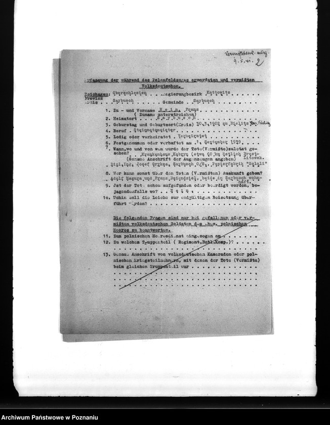 Obraz 6 z jednostki "Amtliche Meldung Kreis Saybusch O/ S (Żywiec)"