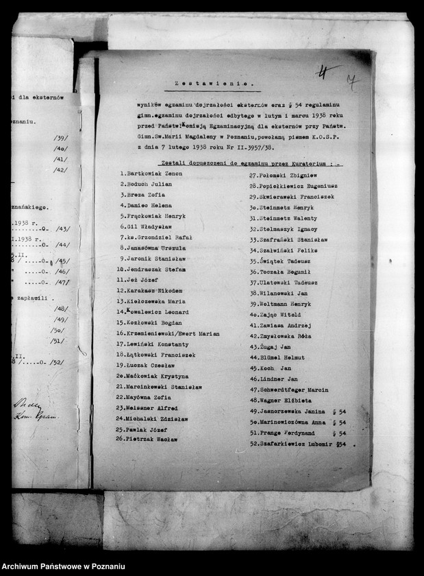 Obraz 10 z jednostki "[Gimnazjum Marii Magdaleny w Poznaniu protokoły z egzaminu dojrzałości eksternów]"