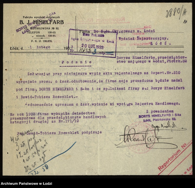 Obraz 13 z jednostki "Boris Izak Himmelfarb – agentury i zastępstwa"