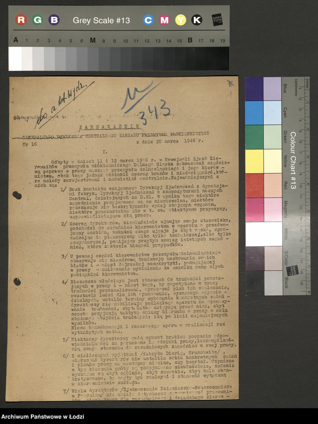 Obraz 2 z jednostki "Zarządzenia Generalnego Dyrektora Centralnego Zarządu Przemysłu Włókienniczego"