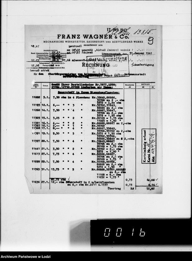 Obraz 13 z jednostki "W. [rachunki za dostawy towarów dla Getta]"