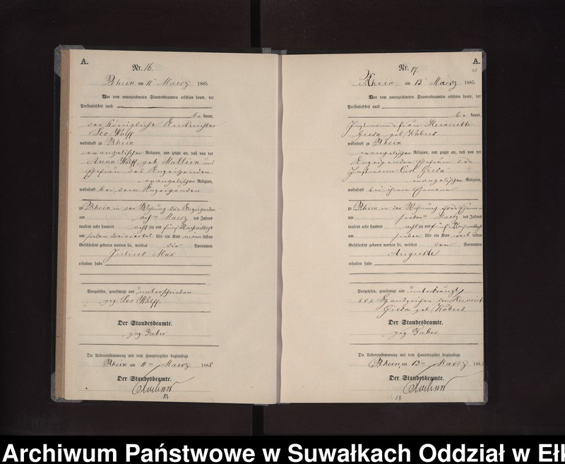 image.from.unit.number "Geburts-Neben-Register des Preussischen Standes-Amtes Rhein Kreis Loetzen"