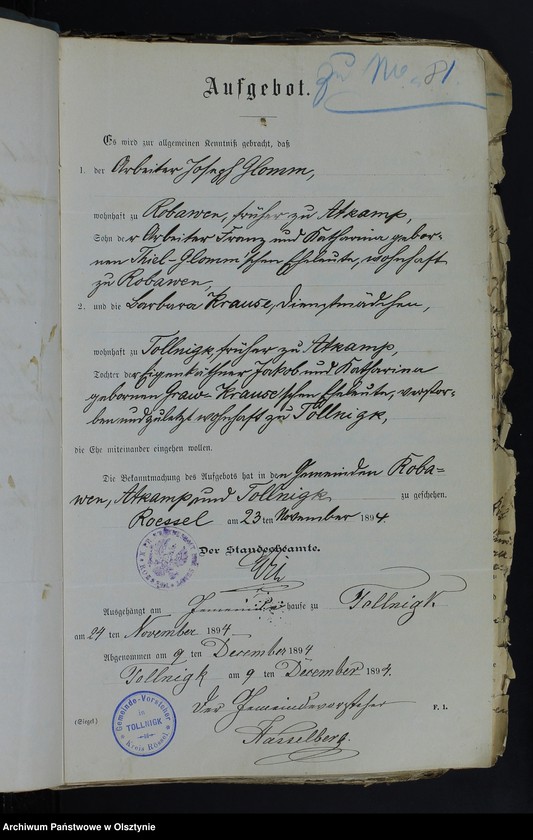 image.from.unit.number "Beläge zum Heiraths-Register"