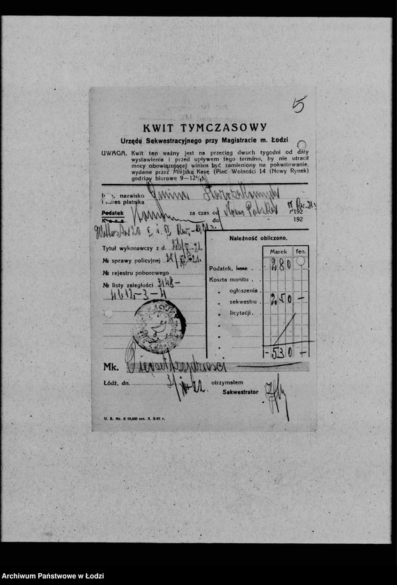 Obraz 9 z jednostki "Listy płacy, asygnaty"