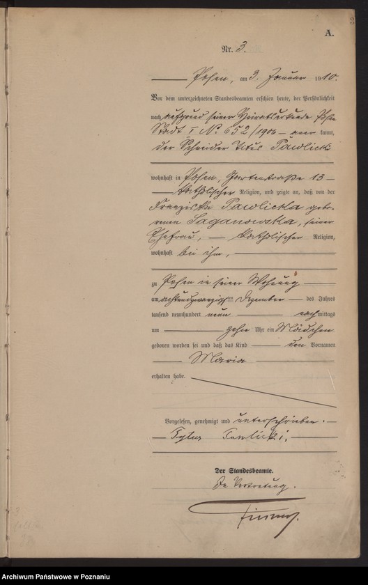 Obraz 4 z jednostki "Księga miejscowa urodzeń tom I [Rejestr główny urodzeń]"