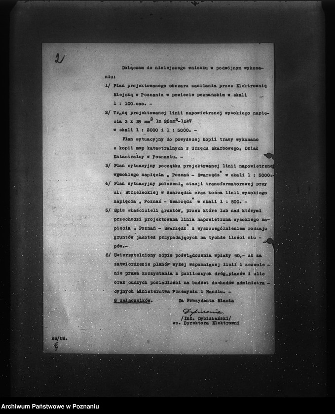 Obraz 6 z jednostki "Wniosek Elektrownia Miejska w Poznaniu o zatwierdzenie planu linii elektrycznej z Poznania do Swarzędza"