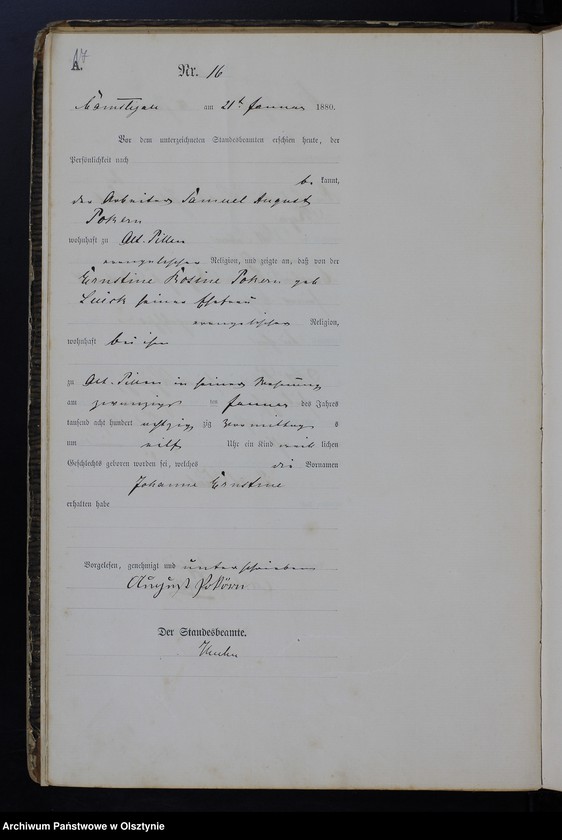 image.from.unit.number "Geburts-Haupt-Register Tom I,Nr 1 - 150"