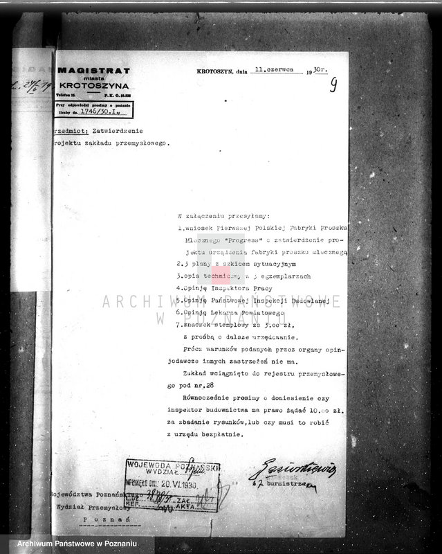 Obraz 14 z jednostki "Zatwierdzenie projektu przemysłowego urządzenia fabryki proszku mlecznego Firmy "Progres" w Krotoszynie"