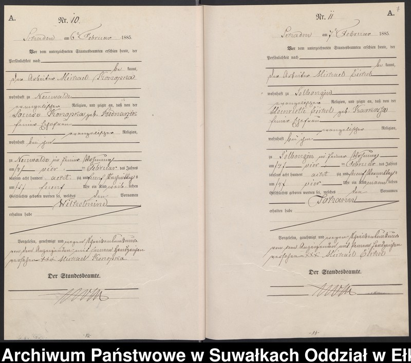 image.from.unit.number "Geburts-Haupt-Register des Königlich Preussischen Standes-Amtes Schaden Kreis Sensburg"