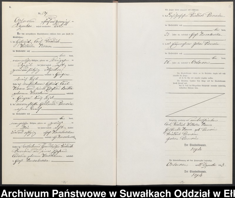image.from.unit.number "Heiraths-Neben-Register des Preussischen Standes-Amtes Orlowen Kreis Lötzen"