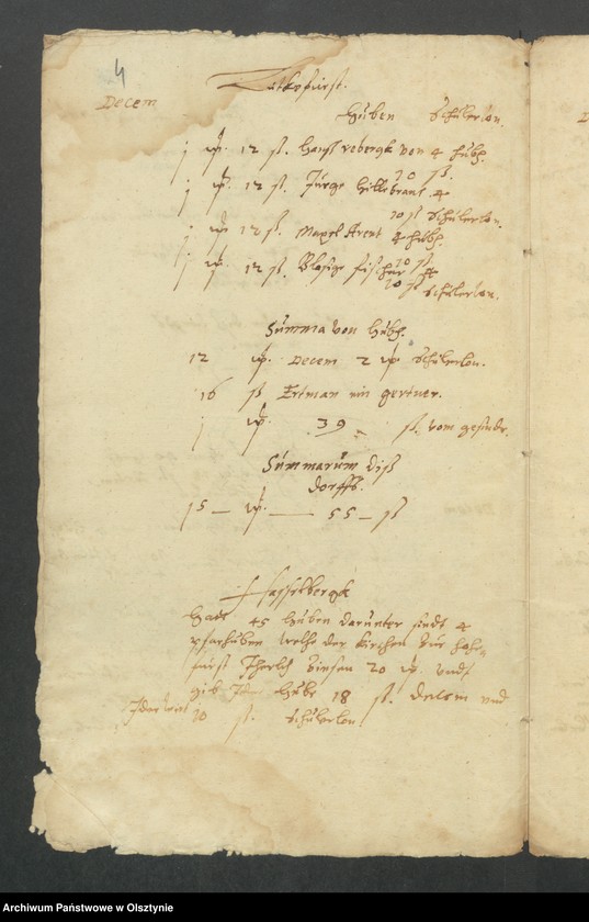 image.from.unit.number "Register uber Einname undt Ausgabe bei der Kirchen Hohenfurst von Martini des 1607 biß auff Martini 1608 Jahrs"