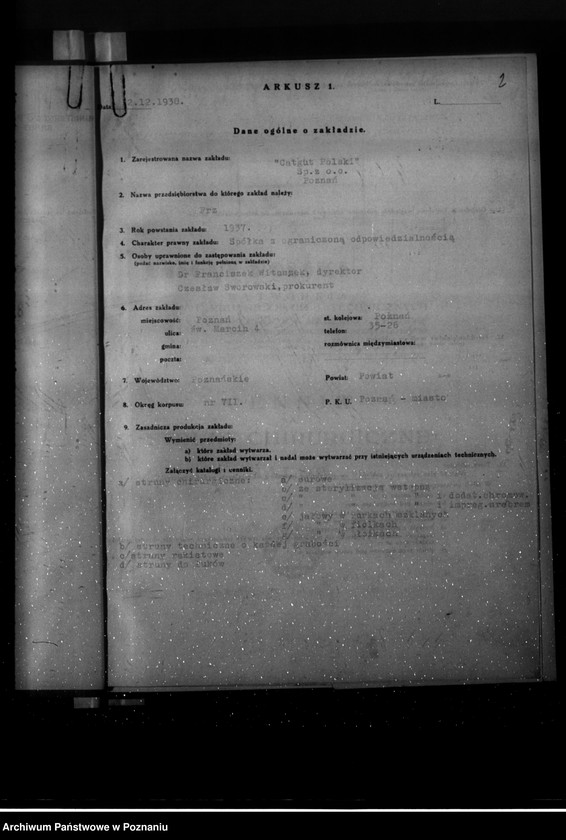 Obraz 6 z jednostki "Kwestionariusz zakładu "Catgut" /wytwórnia strun chirurgicznych i technicznych/"