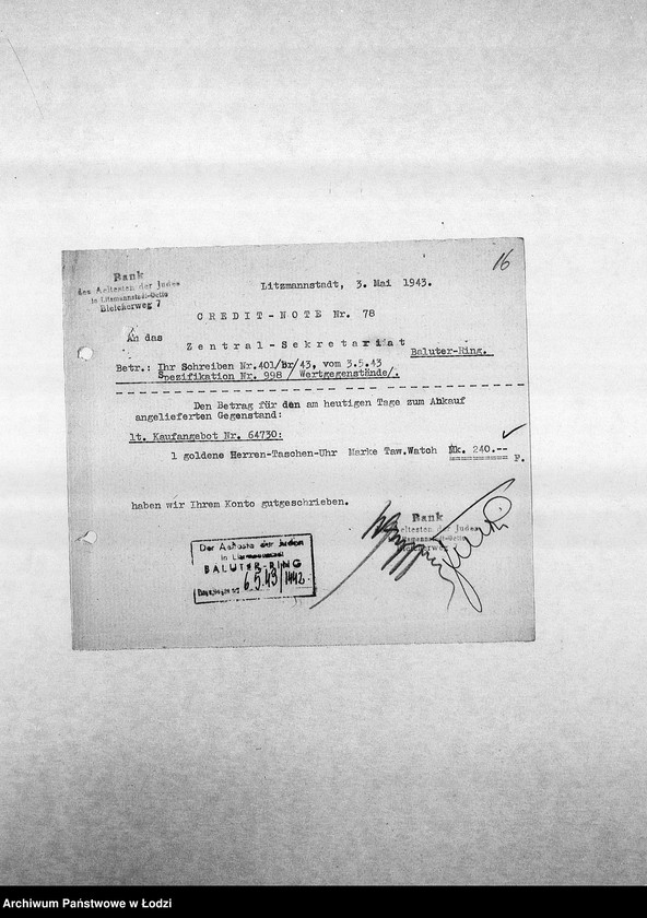 Obraz 19 z jednostki "[Korespondencja PSŻ z wydziałami i resortami getta w różnych sprawach]"