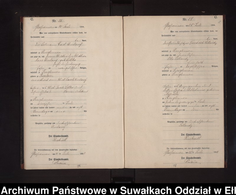 image.from.unit.number "Sterbe-Neben-Register des Preussischen Standes-Amtes Stasswinnen Kreis Lötzen"