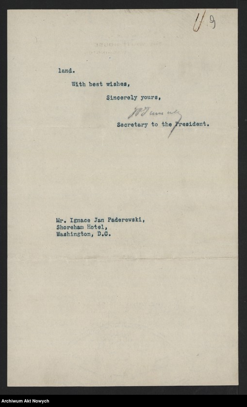 image.from.unit.number "Stosunek Stanów Zjednoczonych A.P. do sprawy niepodległości Polski. Memoriały. Korespondencja. Wycinki prasowe"