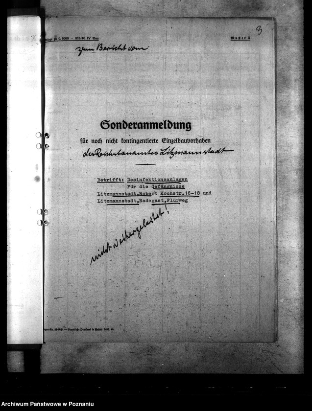 Obraz 8 z jednostki "Polizeigefängnisse - Litzmannstadt. Kutlausungsanlagen. Robert- Koch- Strasse, Radegast"