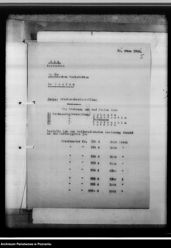 Obraz 9 z jednostki "[Korespondencja w sprawach organizacyjnych, sprawozdanie z działalności Kreissippenamt w Krotoszynie]"