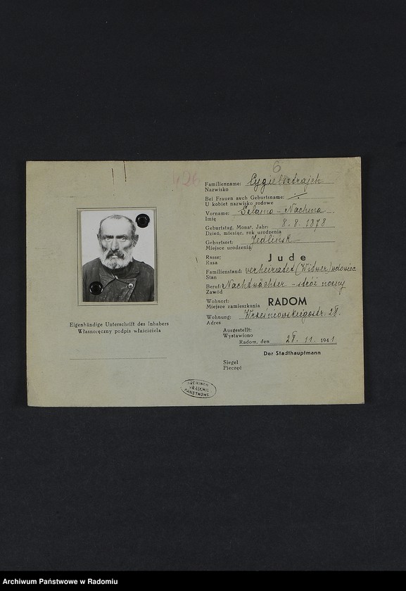 Obraz 10 z jednostki "[Wnioski o wydanie dowodów osobistych oraz nie odebrane dowody Cygielsztajcher - Cyngiser]"