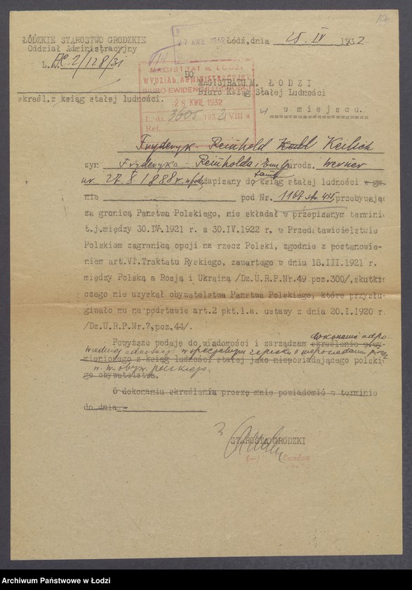 Obraz 19 z jednostki "Dowody metrykalne stałych mieszkańców m. Łodzi nr domu 1167-1168"