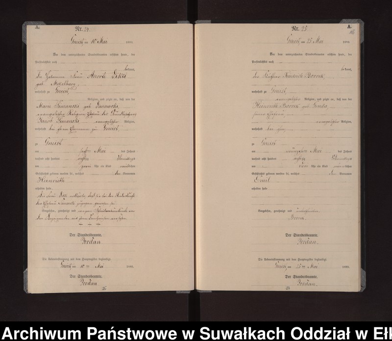 image.from.unit.number "Geburts-Neben-Register des Königlich Preussischen Standes-Amtes Gneist Kreis Loetzen"