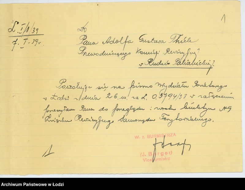 Obraz z jednostki "Akta Zarządu Miasta Rudy Pabianickiej powiatu łódzkiego. Przepisy i zarządzenia ogólne"