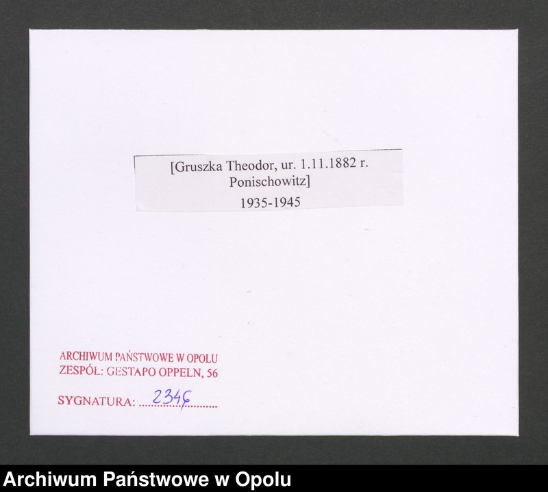 Obraz 2 z jednostki "[Gruszka Theodor, ur. 1.11.1882 r. Ponischowitz]"