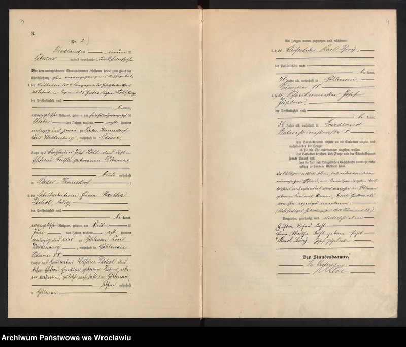 Obraz z jednostki "Heirats Haupt Register Standesamt Friedland 1915"