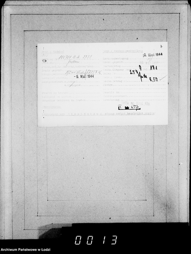 Obraz 11 z jednostki "Aufträge, Lieferscheinen und Rechnungen 100701-100791"