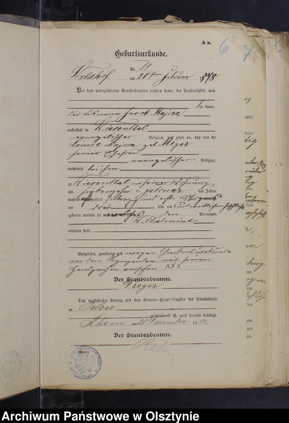 image.from.unit.number "Beläge zum Heirathsregister"