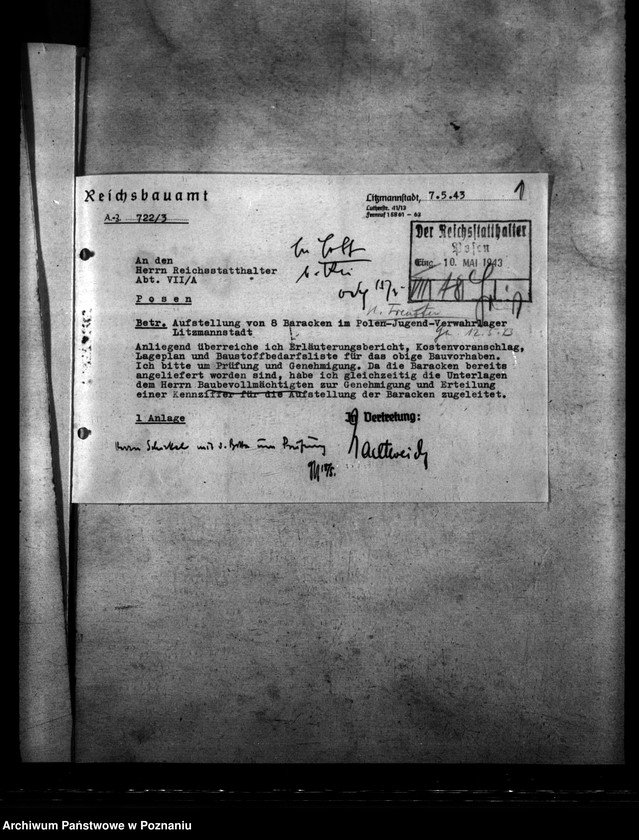 Obraz 5 z jednostki "Aufstellung von Baracken im Polenjugendverwahrlager Litzmannstadt (Łódź)"