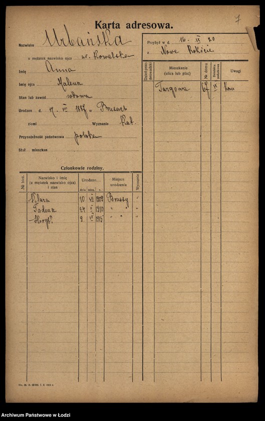 Obraz 9 z jednostki "[Spis ludności Łodzi] Urbańska - Użniak"