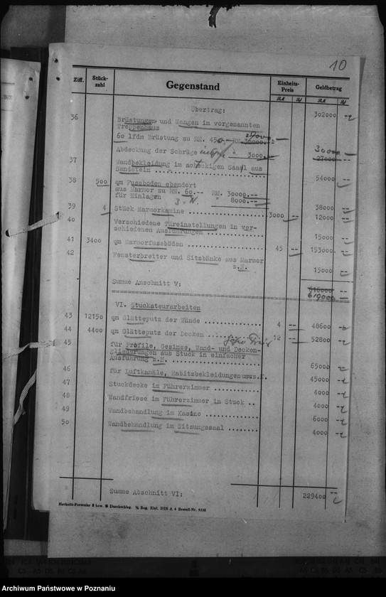 Obraz 14 z jednostki "Kostenvoranschlag. Neugestaltung des Schlosses zu Posen"
