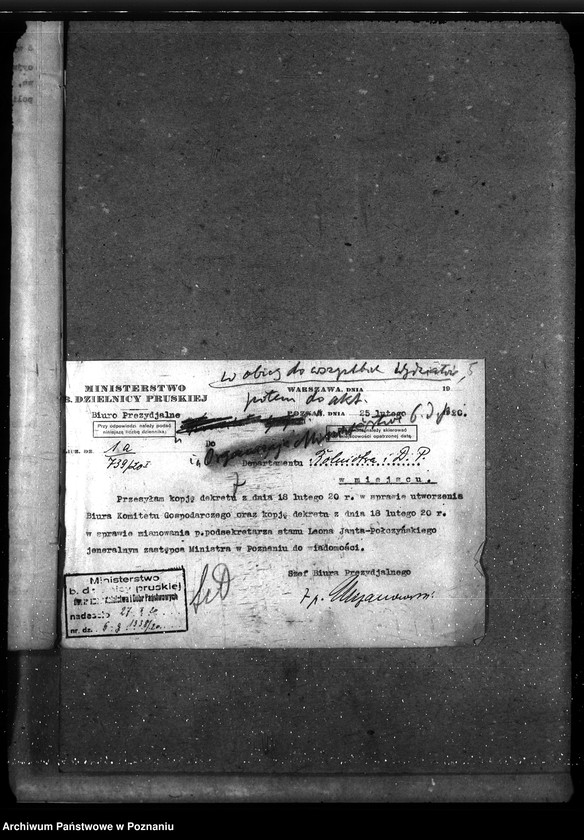 Obraz 9 z jednostki "Sprawy gospodarcze-ogólne Organizacja Ministerstwa b. Dzielnicy Pruskiej"