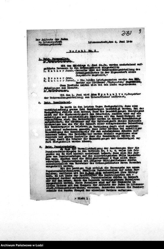 Obraz 12 z jednostki "[Rozkazy dzienne, zarządzenia i okólniki Komendy Służby Porządkowej skierowane do rewirów]"