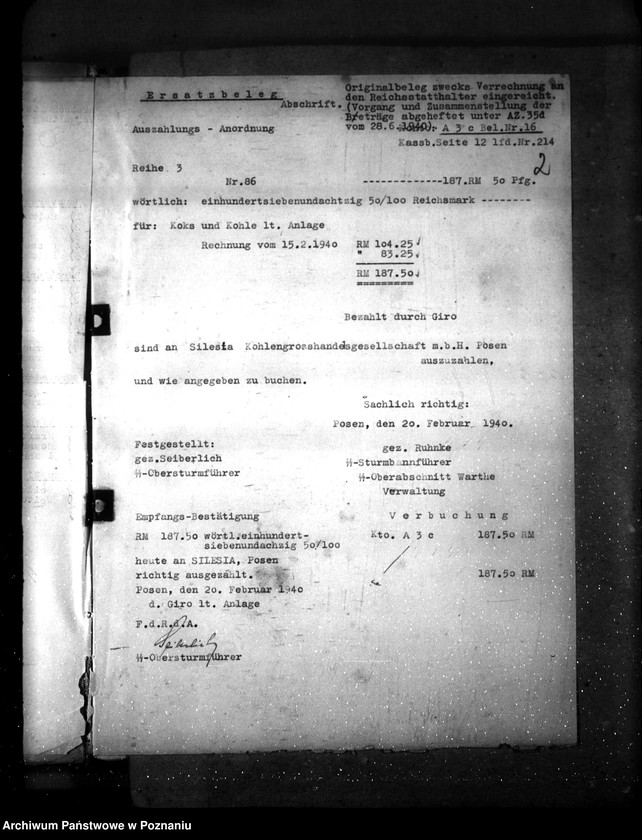 Obraz 6 z jednostki "Errichtung eines Selbstschutzes im Warthegau- Vorschuss"