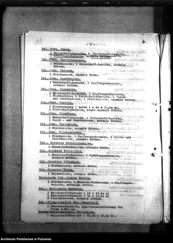 Obraz 15 z jednostki "Barackenbedarf der Ordnungspolizei - Posen: 1) Kraftwagenbaracke, 2) 2 Gefängnisbarakken, 3) 3 Baracke für Kaserne, 4) 7 - 1 Backere für Hermannstal"