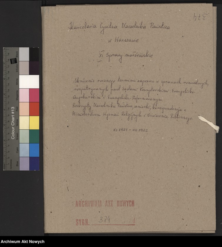 image.from.unit.number "Skrócenie rocznego terminu zapozwu w sprawach rozwodowych, rozpatrywanych przed Sądami Konsystorskimi Ewangelicko - Augsburskim i Ewangelicko - Reformowanym. Reskrypty Naczelnika Państwa, wnioski, korespondencja z Min. Wyznań Religijnych i Oświecenia Publicznego"