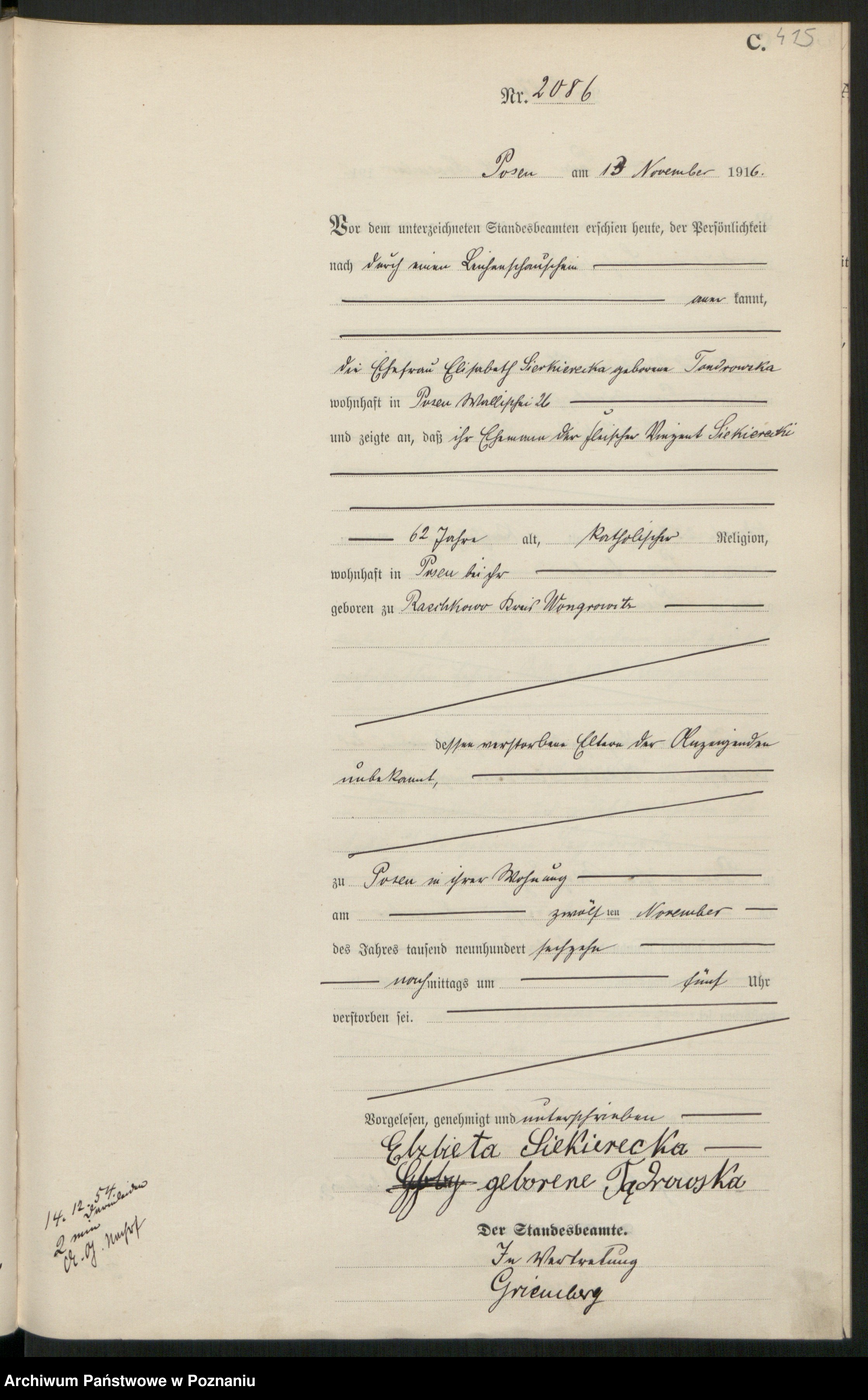 Skan z jednostki: Księga miejscowa zgonów tom IV [Rejestr główny zgonów]