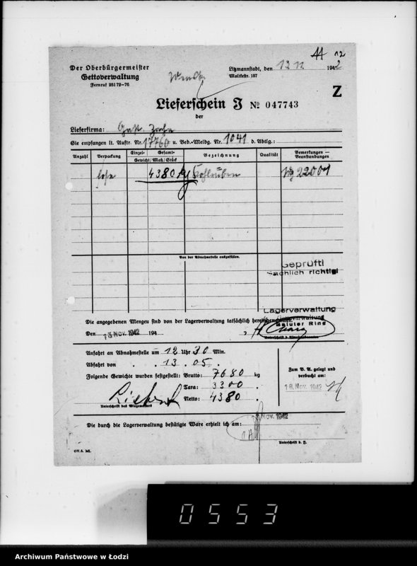 Obraz 16 z jednostki "Lebensmitteleinkauf. Aufträge, [Lieferscheinen und Rechnungen] 17726-17760 [Dostawa jarzyn do Getta]"